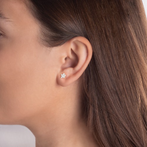 Kolczyki śnieżynki Savicki: złote, diamenty